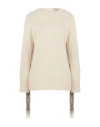 Mixik Woman Sweater Ivory Size M Cashmere, Soft Leather In White