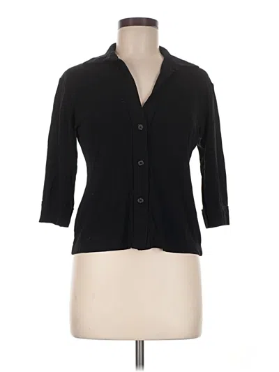 Pre-owned Mixit 3/4 Sleeve Button Down Shirt In Black