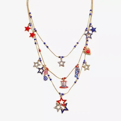 Mixit 4th Of July Layered Womens 18 Inch Strand Necklace In Orange