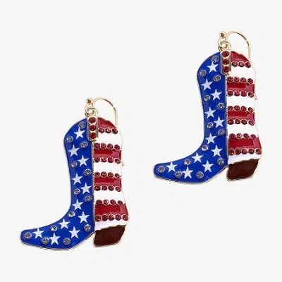 Mixit American Flag Cowboy Boot Womens Star Drop Earrings In Multi