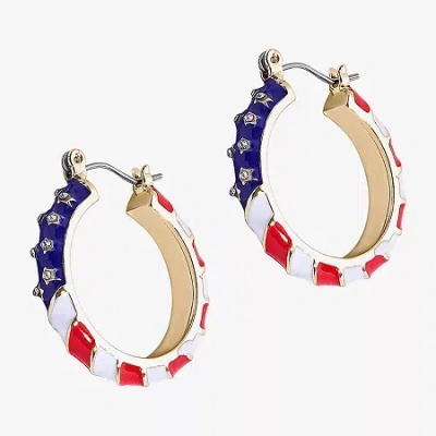 Mixit American Flag Womens 1 Inch Star Hoop Earrings In Yellow