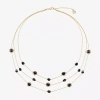 Mixit Black & Gold Tone 3 Row Womens 22 Inch Strand Necklace In Gold