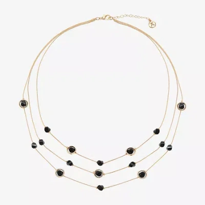 Mixit Black & Gold Tone 3 Row Womens 22 Inch Strand Necklace