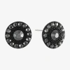 Mixit Black Gray Glass 25mm Round Stud Earrings In Black