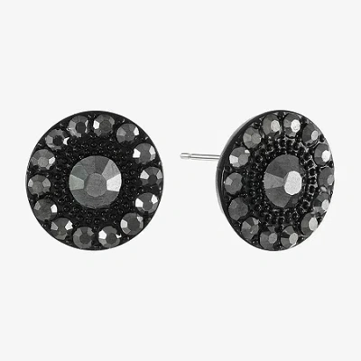 Mixit Black Gray Glass 25mm Round Stud Earrings