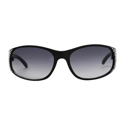 Mixit Black With Gem Detail Womens Uv Protection Rectangular Sunglasses In Pattern