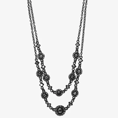 Mixit Black Womens Gray Glass 17 Inch Strand Necklace