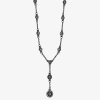Mixit Black Womens Gray Glass 17 Inch Y Necklace In Metallic