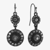 Mixit Black Womens Gray Glass Round Drop Earrings In Black