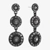 Mixit Black Womens Gray Glass Round Hypoallergenic Drop Earrings In Black