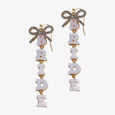 Mixit Bridal Linear Womens Bow Drop Earrings In White