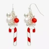 Mixit Candy Cane Womens Multi Color Glass Drop Earrings In Multi