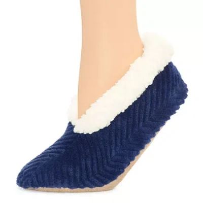 Mixit Chevron Cozy Womens 1 Pair Slipper Socks In Blue