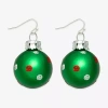 Mixit Christmas Bell Womens Drop Earrings In Green