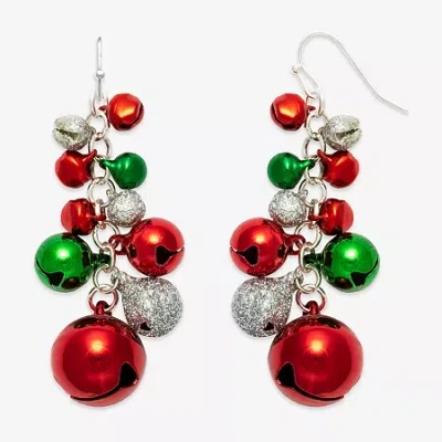 Mixit Christmas Bells Womens Drop Earrings In Red