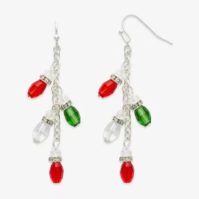 Mixit Christmas Lights Womens Multi Color Glass Drop Earrings