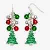 Mixit Christmas Tree & Bells Womens Drop Earrings In Green