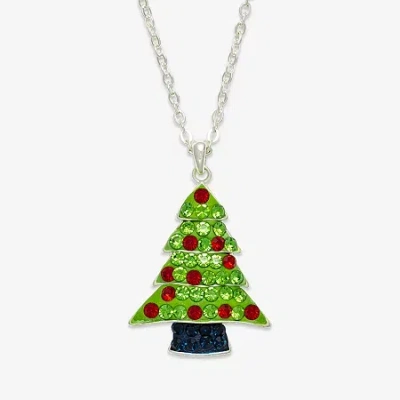Mixit Christmas Tree Womens Multi Color Cubic Zirconia 24 Inch Pendant Necklace