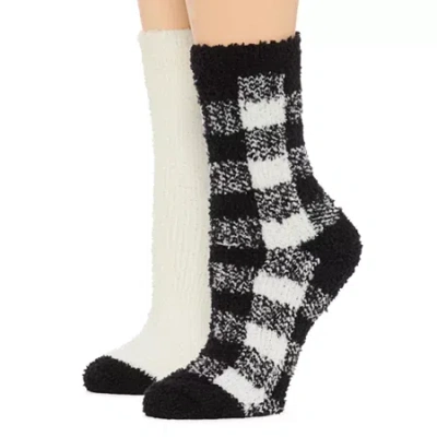 Mixit Cozy Womens 2 Pair Crew Socks In Black