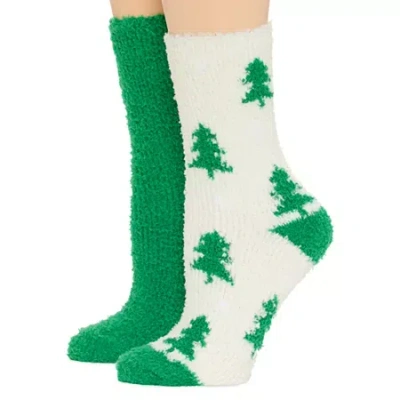 Mixit Cozy Womens 2 Pair Crew Socks In Green