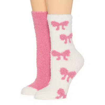 Mixit Cozy Womens 2 Pair Crew Socks In Pink