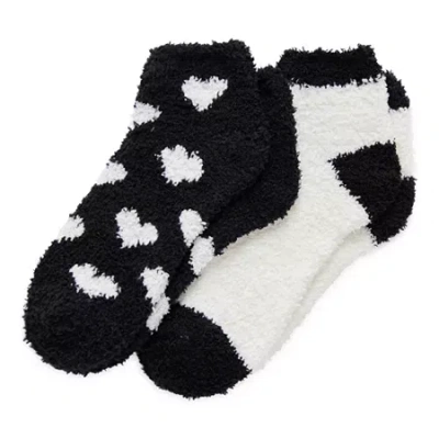 Mixit Cozy Womens 2 Pair Low Cut Socks In Black