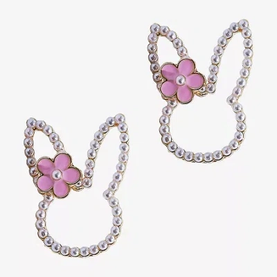 Mixit Easter Bunny 1 1/4 Inch Flower Stud Earrings In Purple
