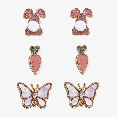 Mixit Easter Bunny Carrot Womens Butterfly 3 Pair Earring Set In Animal Print