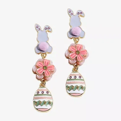 Mixit Easter Egg Bunny Womens Flower Drop Earrings In Multi