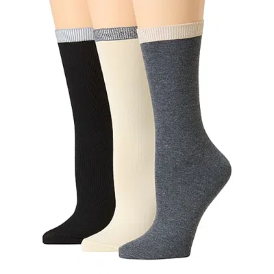 Mixit Essentials Womens 3 Pair Crew Socks In Black