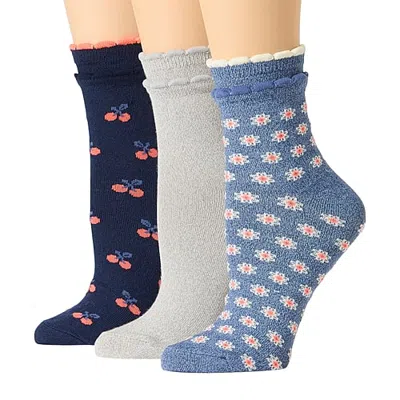 Mixit Essentials Womens 3 Pair Crew Socks In Blue