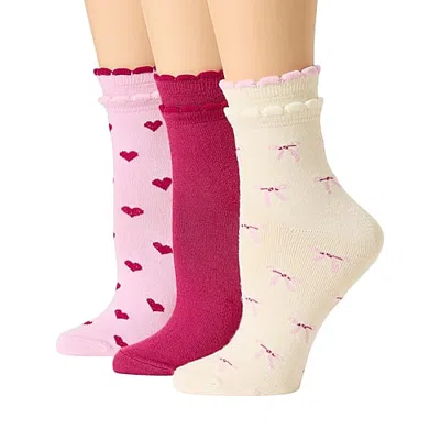 Mixit Essentials Womens 3 Pair Crew Socks In Pink