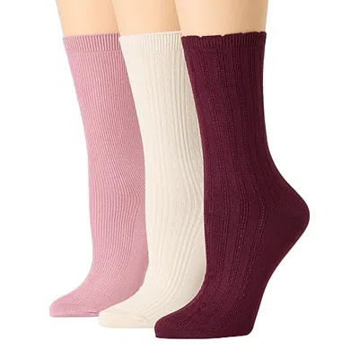 Mixit Essentials Womens 3 Pair Crew Socks In Red