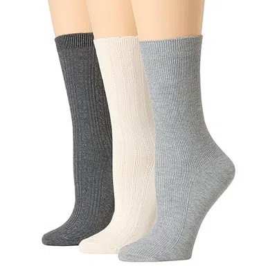 Mixit Essentials Womens 3 Pair Crew Socks In White