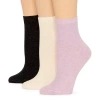 Mixit Fairy Dust Rib Womens 3 Pair Quarter Ankle Socks In Purple