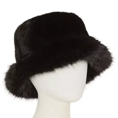 Mixit Faux Fur Womens Bucket Hat In Black