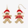 Mixit Gingerbread Man Womens Multi Color Glass Drop Earrings In Gold