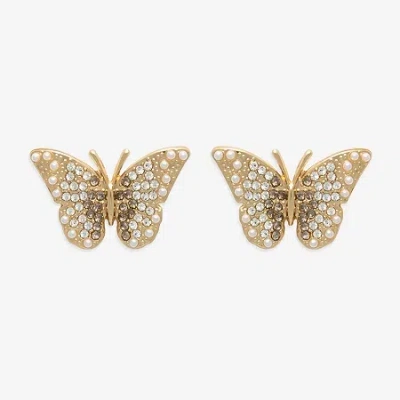 Mixit Glass 26.4mm Butterfly Stud Earrings In Gold