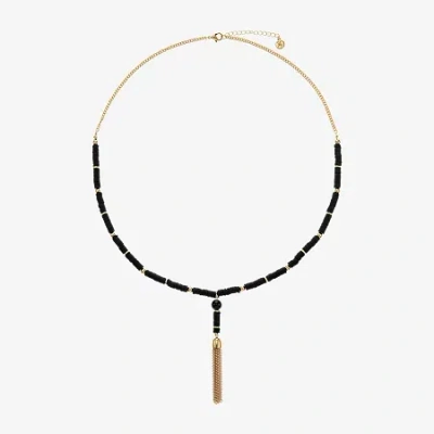 Mixit Gold Tone & Black Beaded Womens 30 Inch Y Necklace