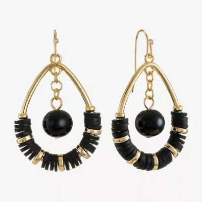 Mixit Gold Tone & Black Tear Womens Drop Earrings