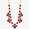 Mixit Gold Tone & Red Womens 17 Inch Collar Necklace In Red