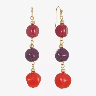 Mixit Gold Tone & Red Womens Drop Earrings In Multi
