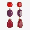 Mixit Gold Tone & Red Womens Hypoallergenic Drop Earrings In Multi