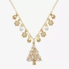 Mixit Gold Tone Christmas Tree And Charms Womens Multi Color 28 Inch Statement Necklace In Gold