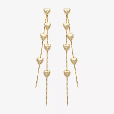 Mixit Gold Tone Linear Womens Heart Drop Earrings