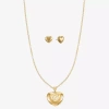 Mixit Gold Tone Pendant Necklace & Stud Earrings Womens Heart Hypoallergenic 2-pc. Jewelry Set In Gold