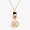 Mixit Gold Tone Snowman Womens Multi Color Cubic Zirconia 30 Inch Pendant Necklace In Multi