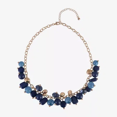 Mixit Gold Tone Womens 16 Inch Beaded Necklace In Blue