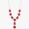 Mixit Gold Tone Womens 17 Inch Y Necklace In Red