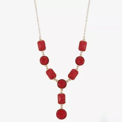 Mixit Gold Tone Womens 17 Inch Y Necklace In Red